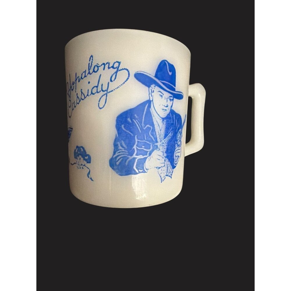 Hopalong Cassidy Milk Glass Mug Cowboy Western‎ Theme